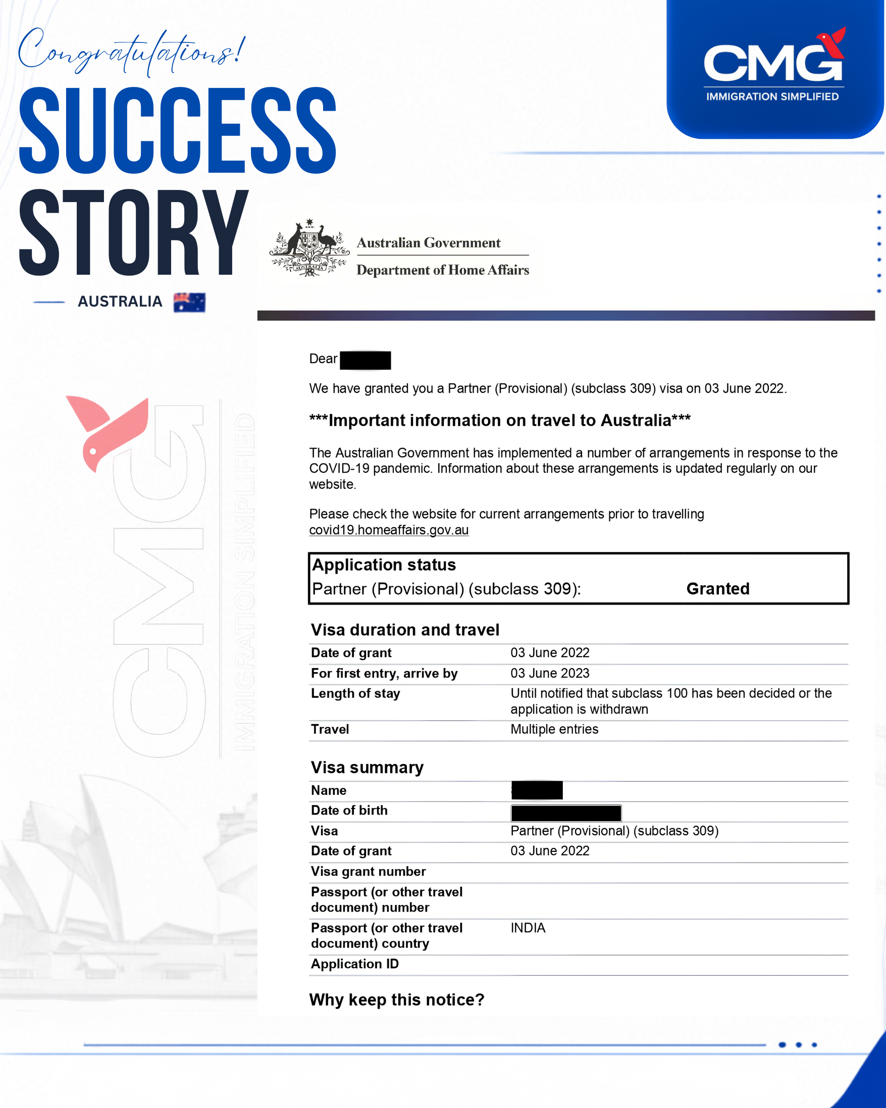Commonwealth Migration Group client success milestone 2