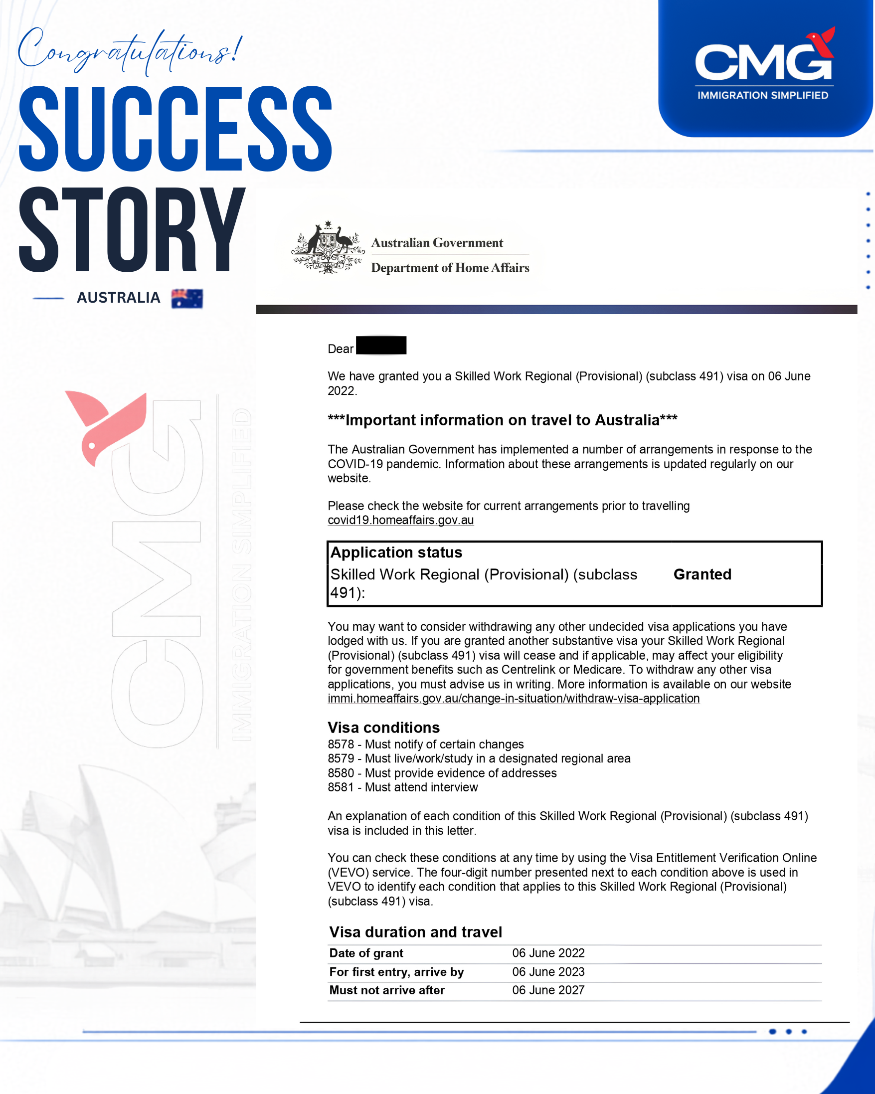 Commonwealth Migration Group client success milestone 4