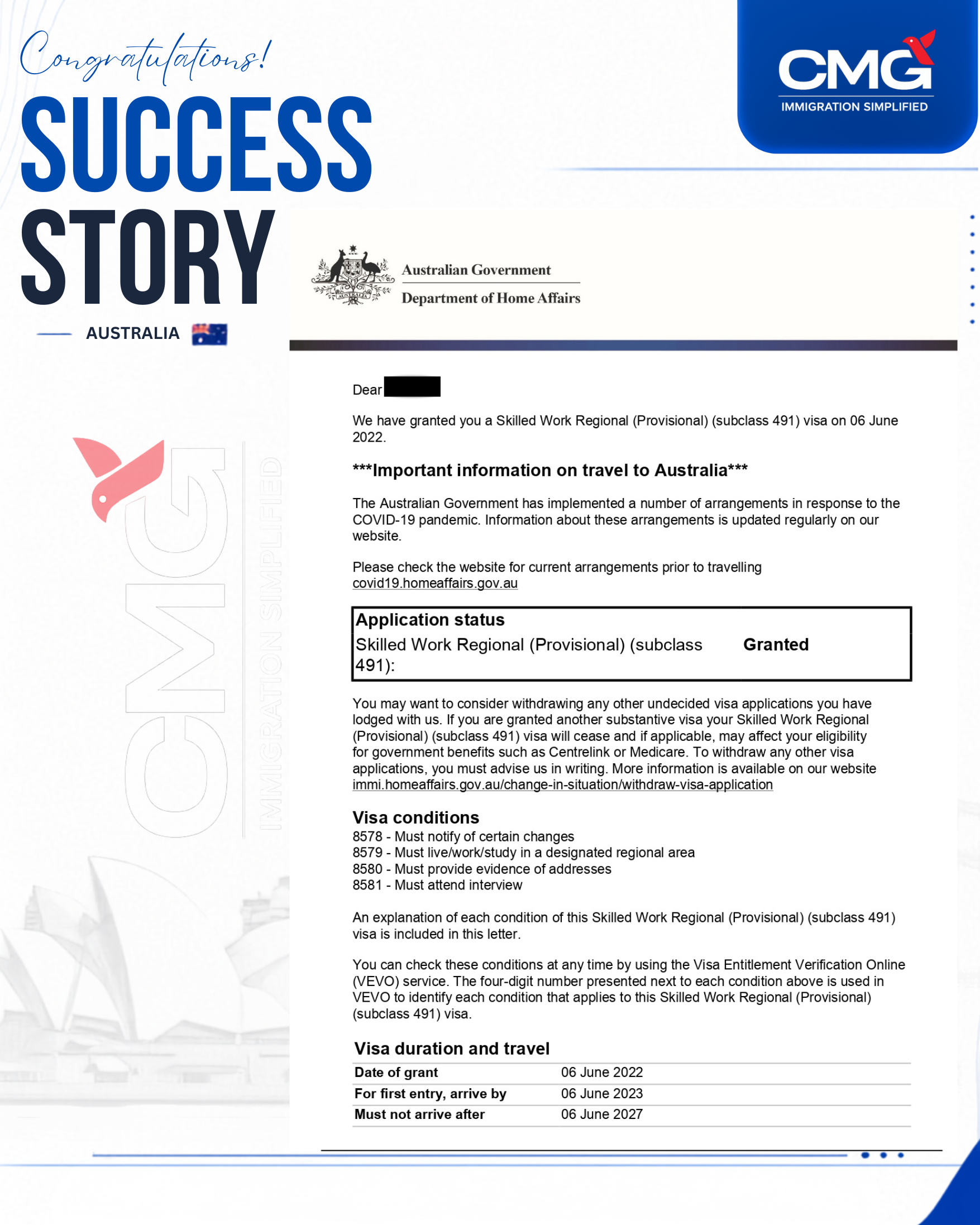 Commonwealth Migration Group client success milestone 5