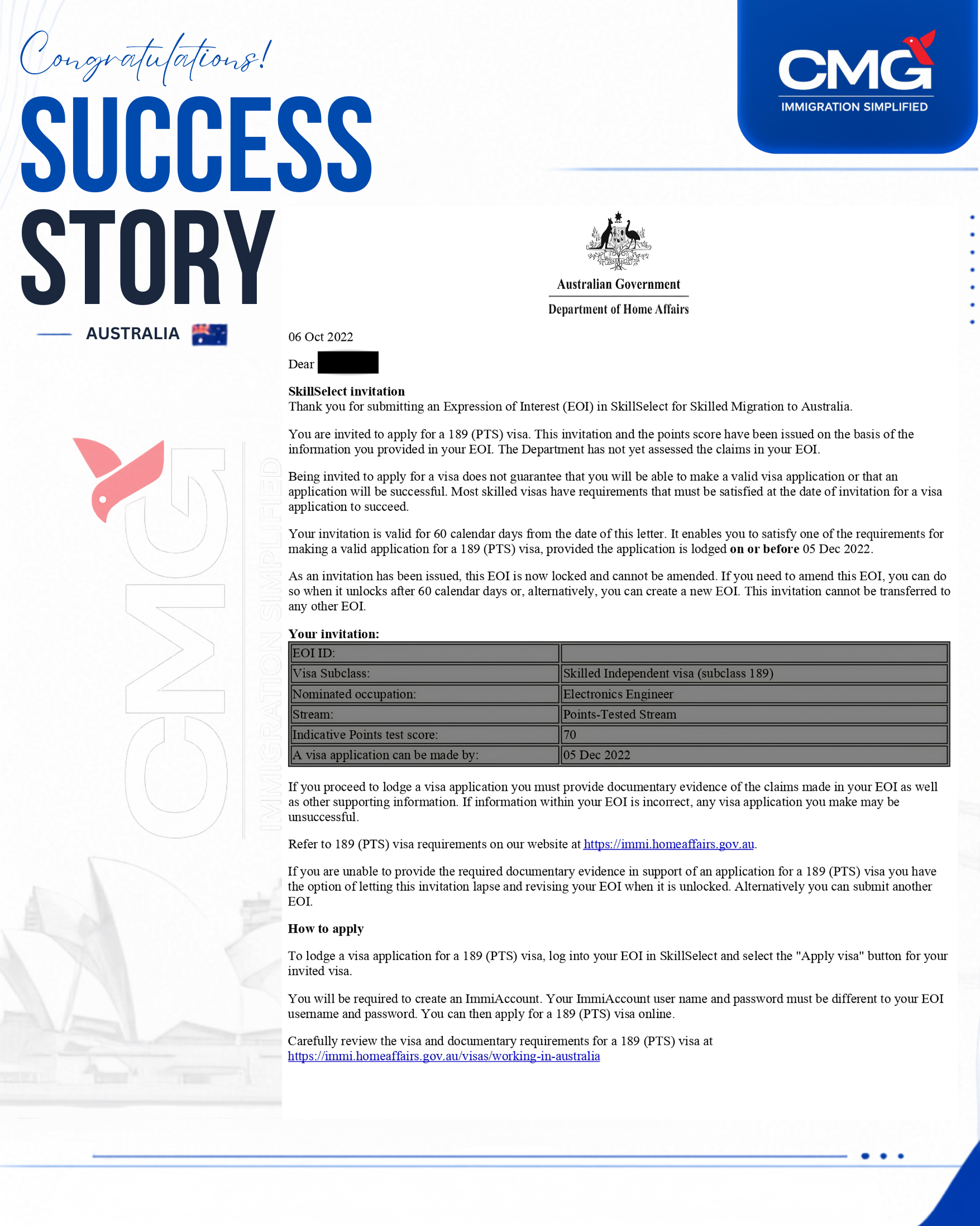 Commonwealth Migration Group client success milestone 11