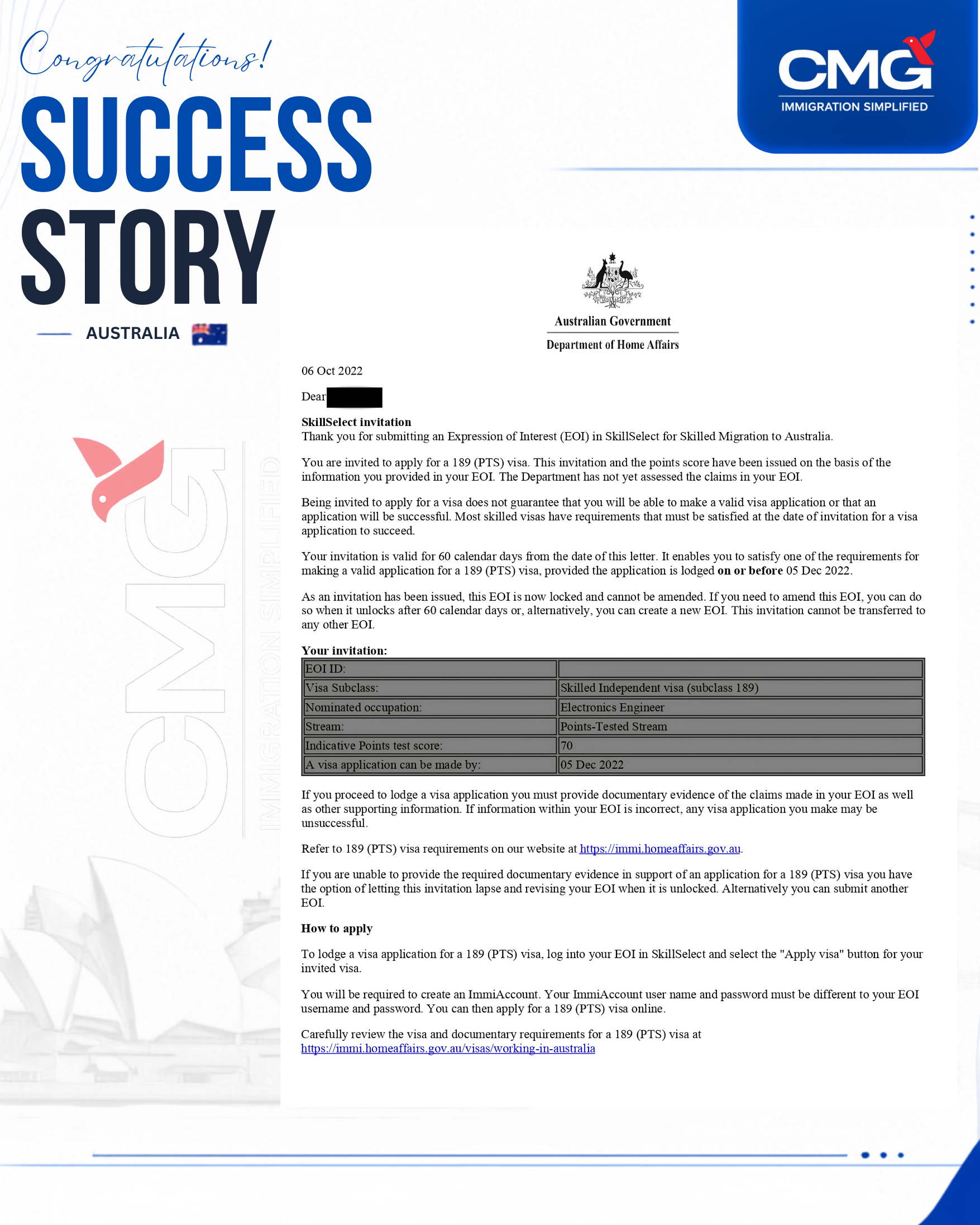 Commonwealth Migration Group client success milestone 16