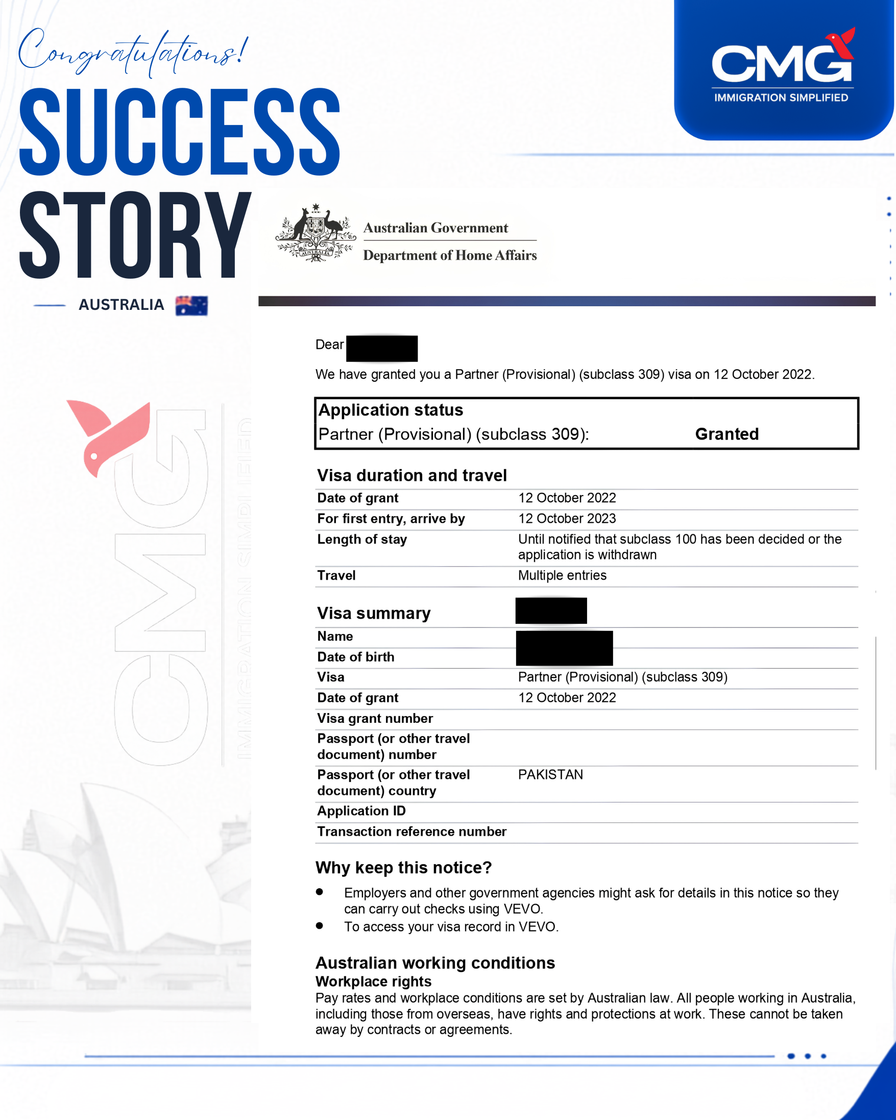 Commonwealth Migration Group client success milestone 25