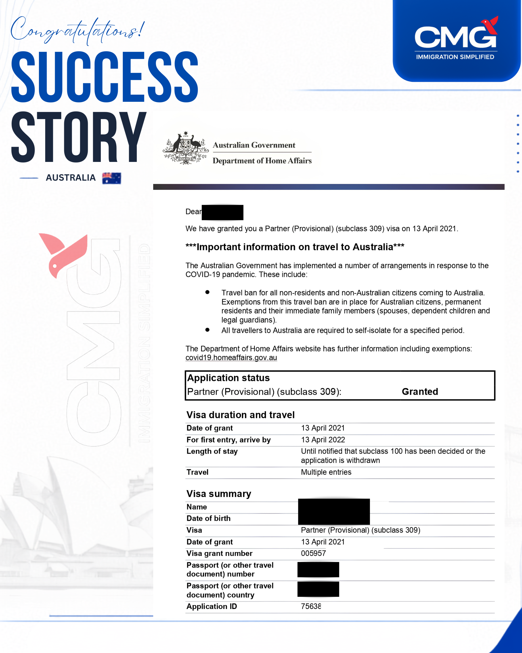 Commonwealth Migration Group client success milestone 26