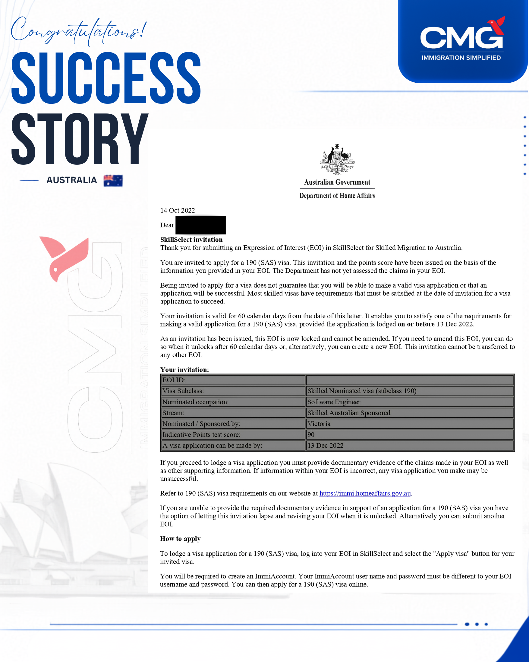 Commonwealth Migration Group client success milestone 32